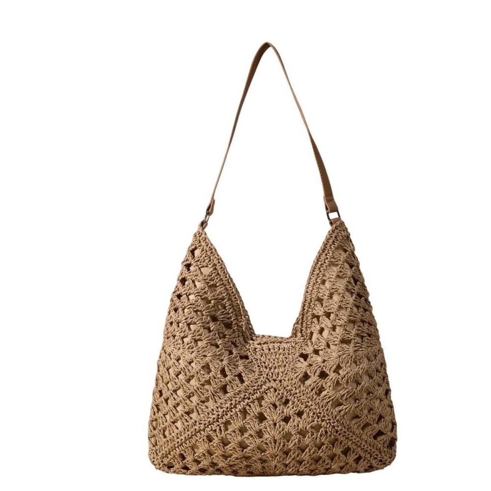 New WomensWoven Straw Shoulder Bag Crochet Boho Beach Tote Purse